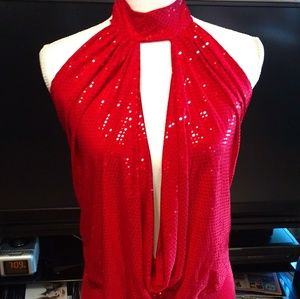 Halter top backless red
